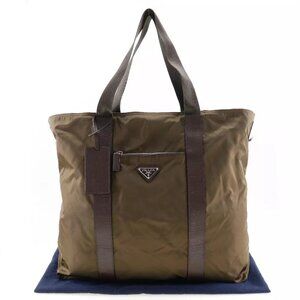 PRADA Boston bag khaki/Brown Nylon unisex